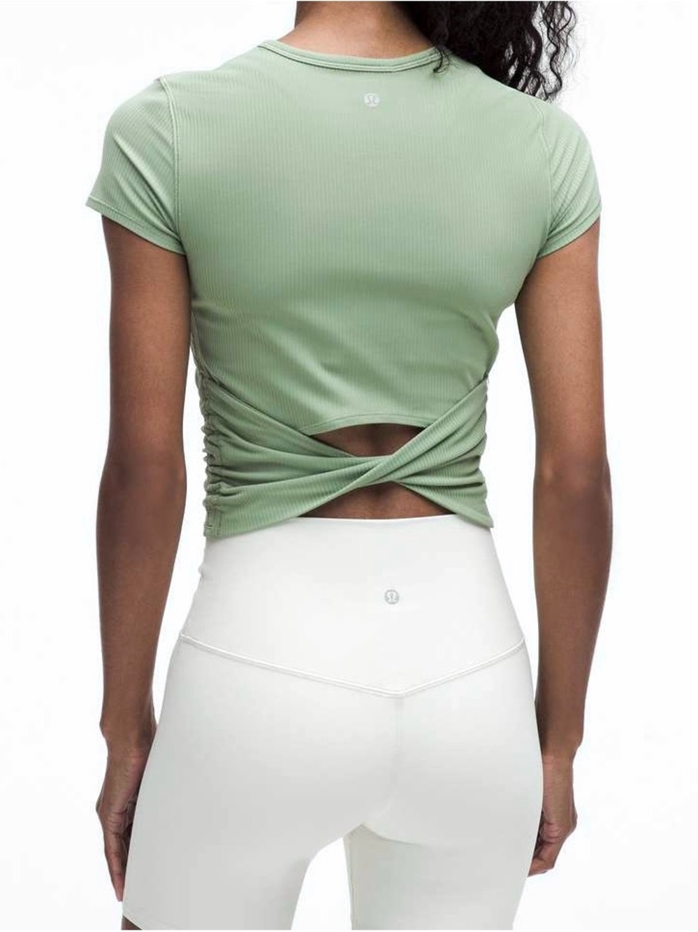 lululemon athletica Sage Green Twist-Detail Ribbed Crop Top